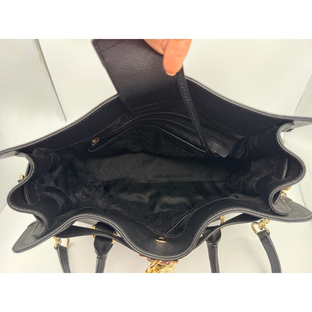 Michael Kors Hamilton Large N/S Tote – Black Saffiano Leather & Gold Hardware - Picture 10 of 16